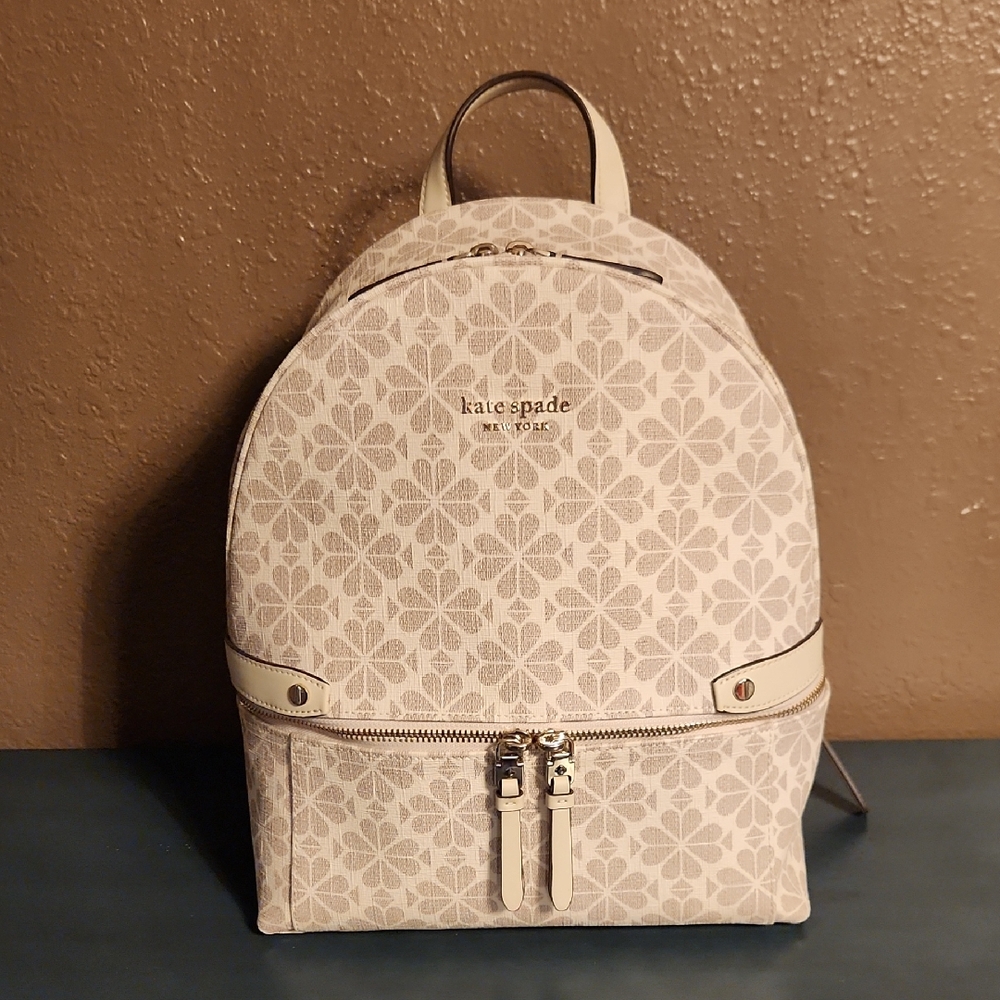 Kate Spade Beige Flower Medium Backpack w/Tablet Pocket